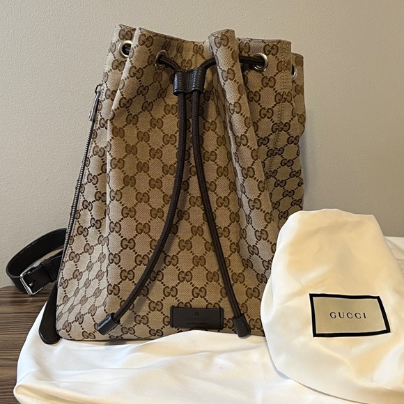 Sold Authentic Gucci Monogram Drawstring Backpack - Picture 2 of 10